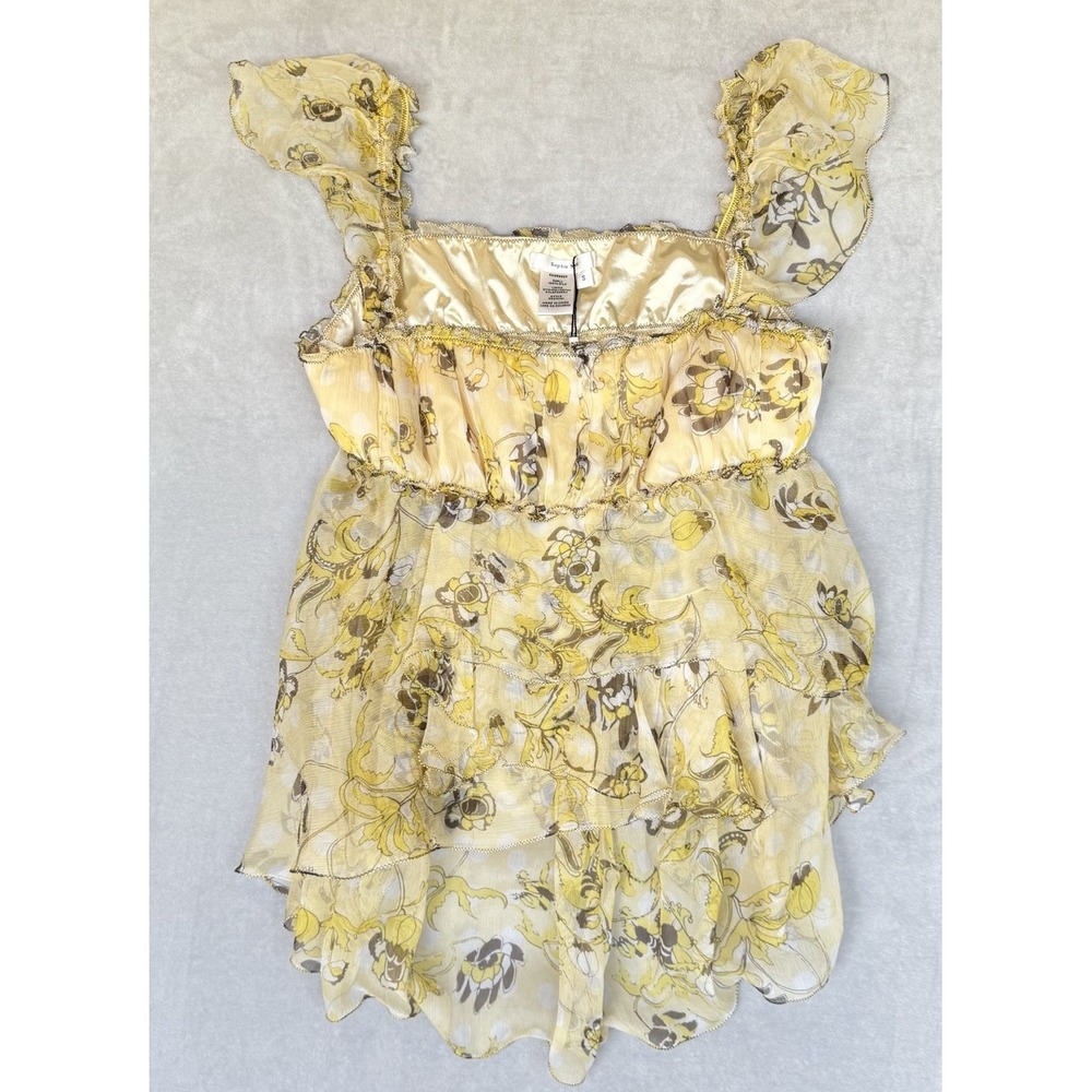 Sophie Max Silk Blouse Womens S Yellow Tiered Ethereal‎  Cottagecore Feminine